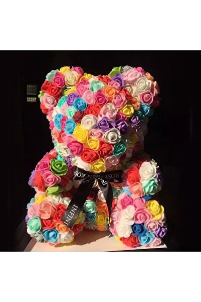 OEM Ursuleț de pluș din spumă, lucrat manual, cu trandafir, multicolor, 25 cm...