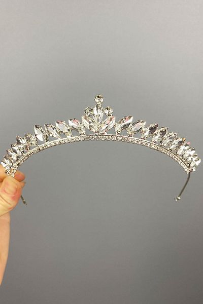 Fiyonks Atölye Bridal Crown Summer Model, Crystal Bridal Crown with Stones, Women's Hair Accessory
