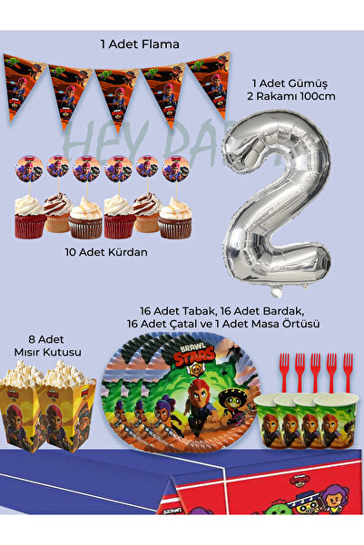 PartyPoo Brawl Stars Themed Birthday Party Set for 16 People |   2 Year Birth...