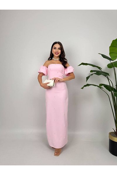 MODA DURAĞI Stone Detail Atlas Dress 2051