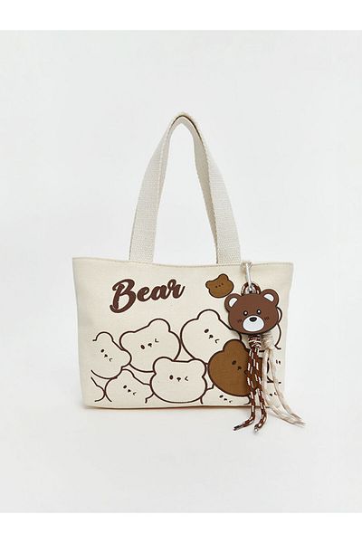 LC Waikiki New Season Bear Printed Canvas Girl's Shoulder Bag - S5Ps41Z4