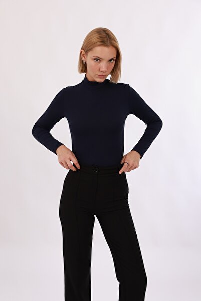 Yade Fashion Kadın Uzun Kollu Body - Lacivert