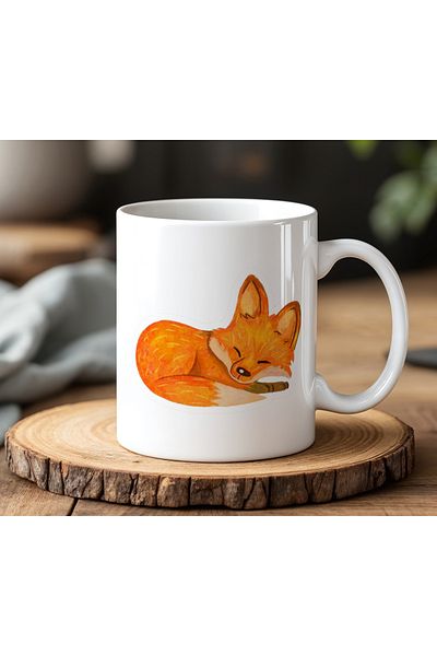 BB TRADE Fox Design White Ceramic Printed Mug 330ml
