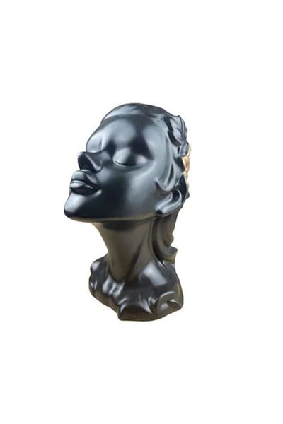 Blusmart Vaza-masca ghiveci ceramic, beauty donna, 26x19 cm, negru