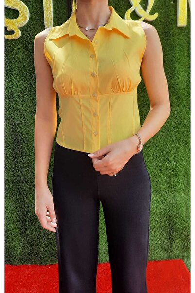 ŞIK VE MUTLU Shirt Collar Women's Sleeveless Shirt