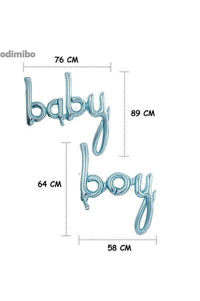 OEM Set 2 baloane pentru aniversare baiat Odimibo, 1 x 76 x 89 cm, 1 x 58 x 64 cm, folie, albastru