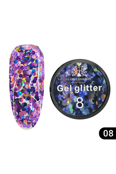 global fashion Γκέλ για νύχια με γκλίτερ Hexagon, Glitter Gel, Global Fashion...