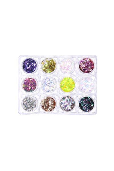 global fashion Set de 5 unități: Set 12 decoratiuni paiete pentru unghii, mul...