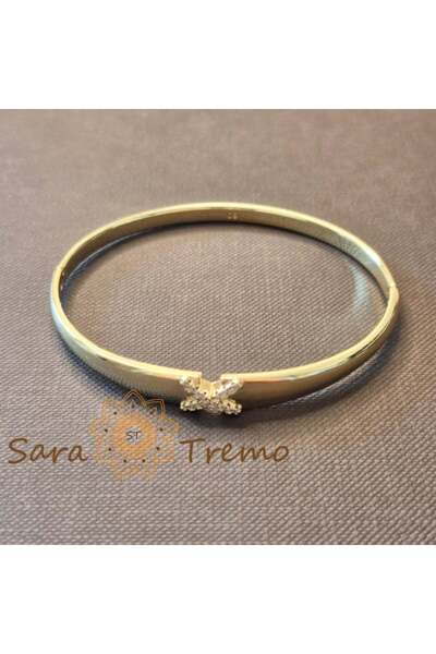 saratremo Tender Wing Bracelet – fixed, butterfly with zirconia, 14K gold plated
