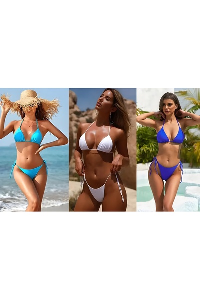 BUĞLEM Yandan Bağlamalı Bikini Mayo Takımı Ayarlanabilir Standart Beden