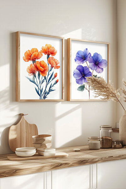 STARYUNA Bucătărie Bucătărie Floral Poster cu rame din lemn Set de pictură mu...