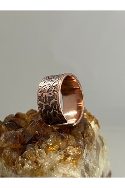 Melisa MoonCo , Saf Bakır Yüzük, Ağaçkabuğu Eskitme Desenli, Bakırın Şifası ile