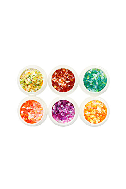 global fashion Διακοσμητικές πούλιες νυχιών, στρογγυλές, σετ 6 χρωμάτων