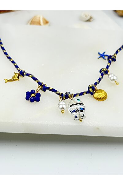 Unzilee Blue Fish Hand Made Murano Art Sea Concept Rope Necklace