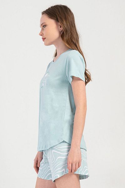 VİENETTA Cotton Women's Short Sleeve Shorts Pajamas Set, 408046