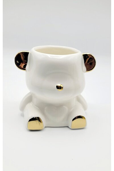 global fashion Organizator pentru pensule și pile, din ceramică, alb + aur