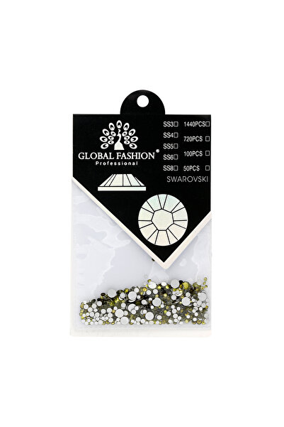 global fashion Cristale unghii tip Swarovski, mix, culoare olive