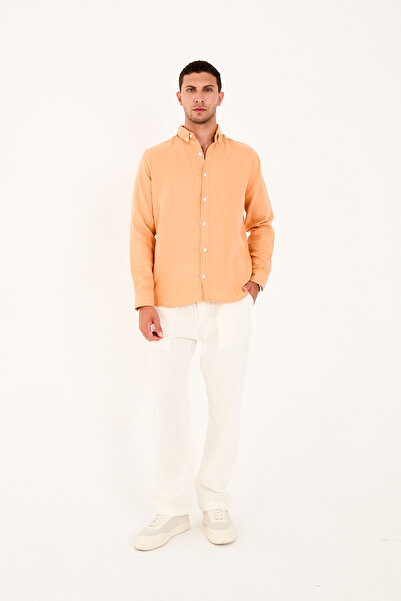 No Way Ανδρικό πουκάμισο από ύφασμα μουσελίνας 100% βαμβάκι χωρίς τσέπες