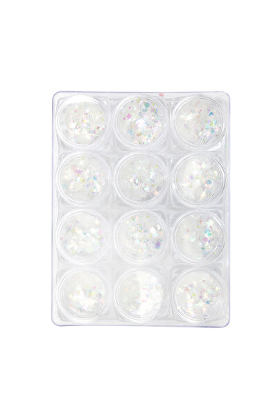 global fashion Set 12 decoratiuni paiete pentru unghii, camelion, mix