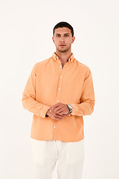 No Way Ανδρικό πουκάμισο από ύφασμα μουσελίνας 100% βαμβάκι χωρίς τσέπες