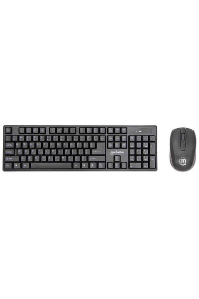 Inna marka Klawiatura Manhattan z myszą, bezprzewodowa RF, QWERTY niemiecka, czarna, 179492