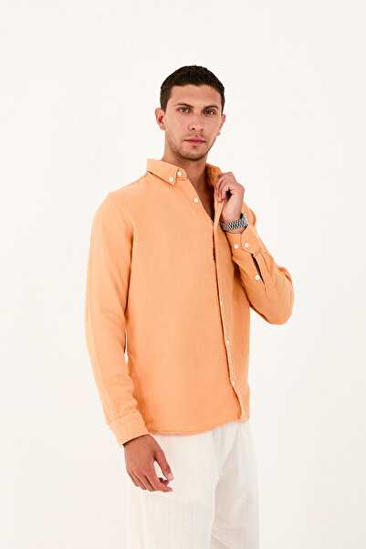 No Way Ανδρικό πουκάμισο από ύφασμα μουσελίνας 100% βαμβάκι χωρίς τσέπες