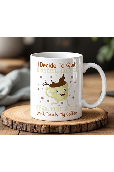 BB TRADE Drinking Coffee Designed White Ceramic Printed Mug 330ml