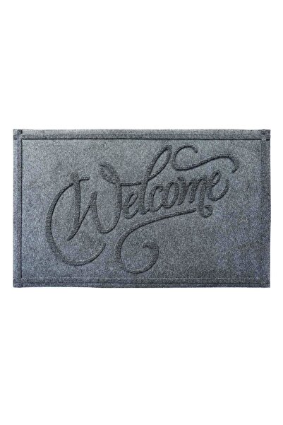 OPTIM DEKO Entrance mat, rubber and polypropylene, WELCOME, gray, 60x40cm