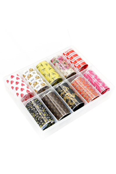 global fashion Folie transfer unghii, 10 culori/set