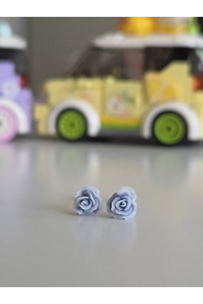 AyShope Antialerjik Şeffaf Uçlu Bioplast Gül Desenli Silikon Küpe Bir Çift