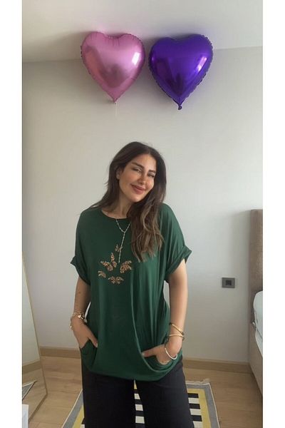 gelirr Women's Short Sleeve Crew Neck Pocket Butterfly Printed Viscose Dress