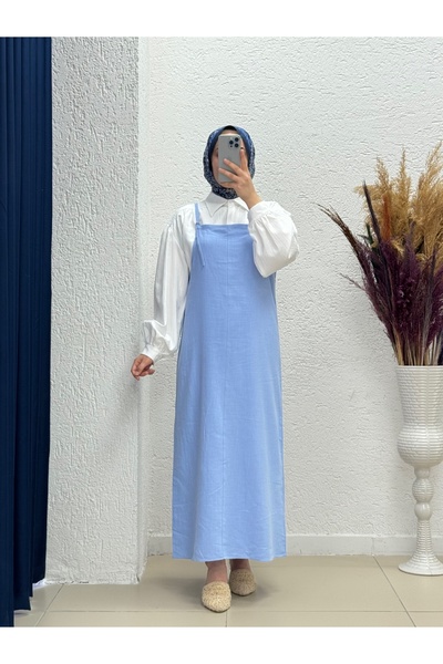 BENAHOLL Λεπτομερής λινό γιλέκο με κούμπωμα Melinda-AS4080 Μπλε