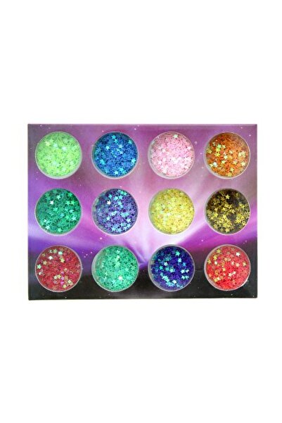 global fashion Set 12 decoratiuni paiete pentru unghii, stele, diverse culori