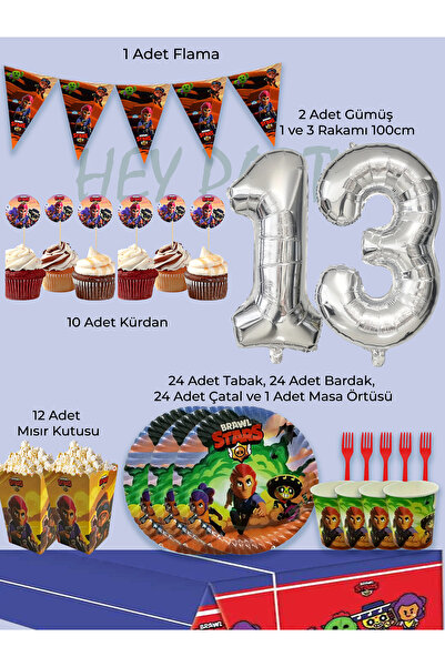 PartyPoo Brawl Stars Themed Birthday Party Set for 24 People |   13 Year Birt...