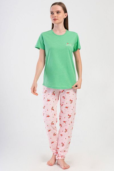 VİENETTA Women's Cotton Short Sleeve Pajama Set, 408038