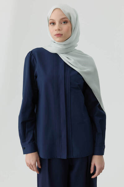 Tuğba Nervür Detaylı Gömlek - Lacivert