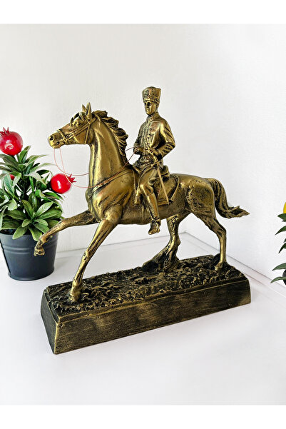 Teknookul Altın Renkli Atatürk Atlı Biblo Heykeli |Dekoratif Atatürk Heykeli ...