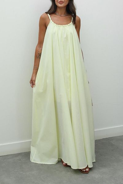 Suzi Long Dress with Knit Detail at the Collar 250506