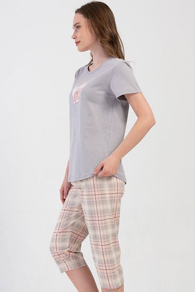 VİENETTA Cotton Women's Short Sleeve Capri Pajama Set, 408487