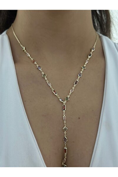 MyladyAccessoriess Renkli Geometrik Çelik Y Kolye