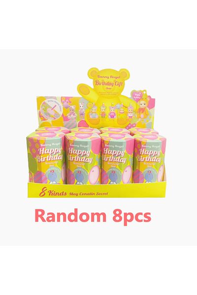 BANDAI Random 8PCS New Blind Box Birthday Series Animal Anime Figures Ornaments cute Dolls Fans Desktop Car
