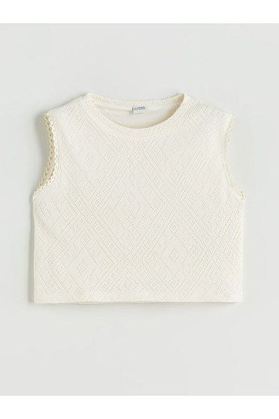 LC Waikiki Lcw Kids Crew Neck Openwork Girls Crop Undershirt
