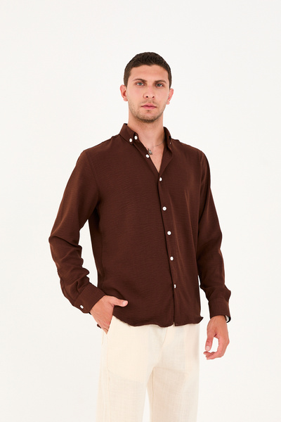 No Way Ανδρικό πουκάμισο με μακρύ μανίκι με κουμπιά με γιακά casual aerobin