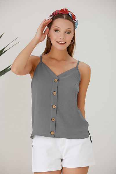 HOFY Buttoned Blouse with Rope Straps