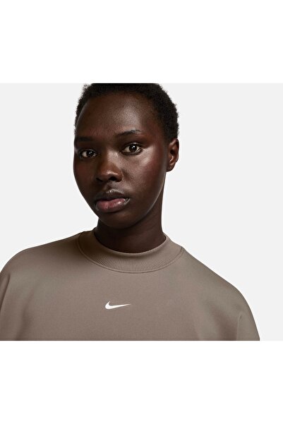 Nike dri fit oversize crop kadın sweatshirt bej kahve