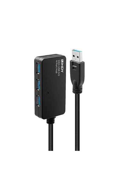 Inna marka Hub Aktywny Lindy USB 3.0 4-Porty, 5Gbps, 10m, Typ A USB 3.2 Gen 1, 43159