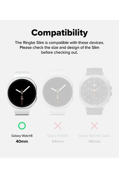 Ringke Samsung Galaxy Watch 8 40mm Case| Slim Series |Clear & Alpine Clear