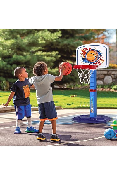 DmarQa 4 in 1 Kids Basketball & T-Ball Set – Adjustable Indoor Outdoor Sports Toy for Boys & Girls Ages 1-8