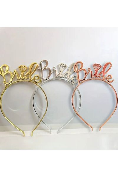 Deniz Party Store Rose Gold Plastic Bride Crown Bachelorette Crown 1Pcs
