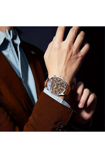 Feronnucci Men's Wristwatch Leather Band Calendar Chronograph St-601